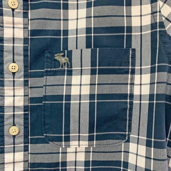 Abercrombie Fitch Blue Plaid Button Down Long Sleeve Muscle Shirt - Picture 7 of 11